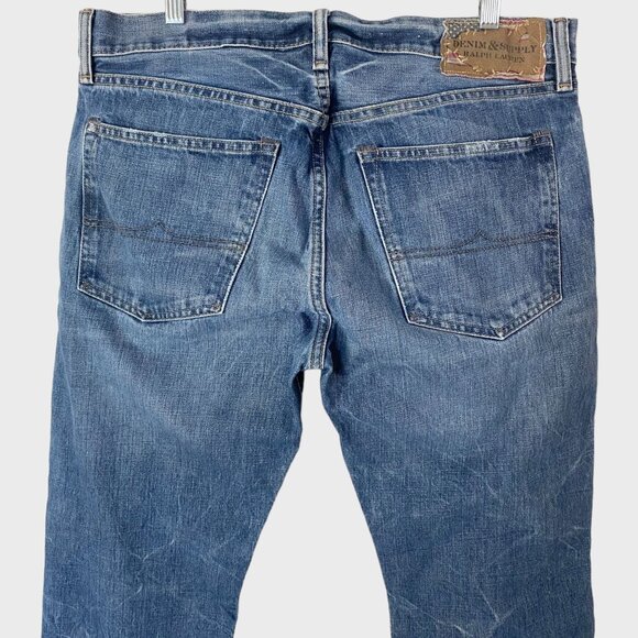 Ralph Lauren Denim & Supply Jeans Medium Wash Mens 36X30 Straight-Leg Distressed - Picture 6 of 9